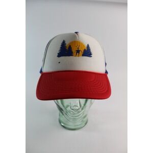 Vintage 1980s Foam Trucker Cap Snap Back Hat One Size Fits All Red Blue White